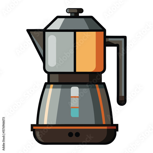 Modern moka pot coffee maker with sleek design