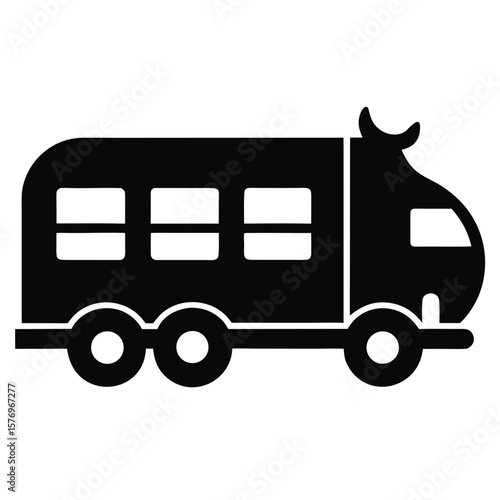 Livestock Trailer black and white vector ion on white background.