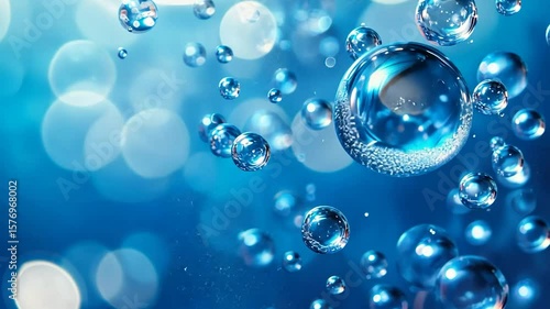 Wallpaper Mural A close-up of water bubbles against a blue background, creating a serene and refreshing atmosphere. Torontodigital.ca