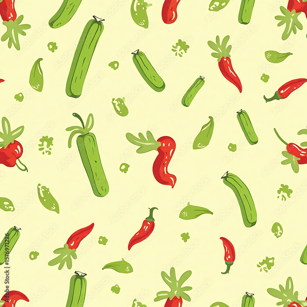 custom made wallpaper toronto digitalColorful seamless pattern of fresh vegetables with chili peppers and cucumbers on a light background