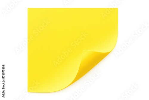 Free Download Yellow adhesive note with curved edge, providing blank writing area on clear backdrop - GFXLoad