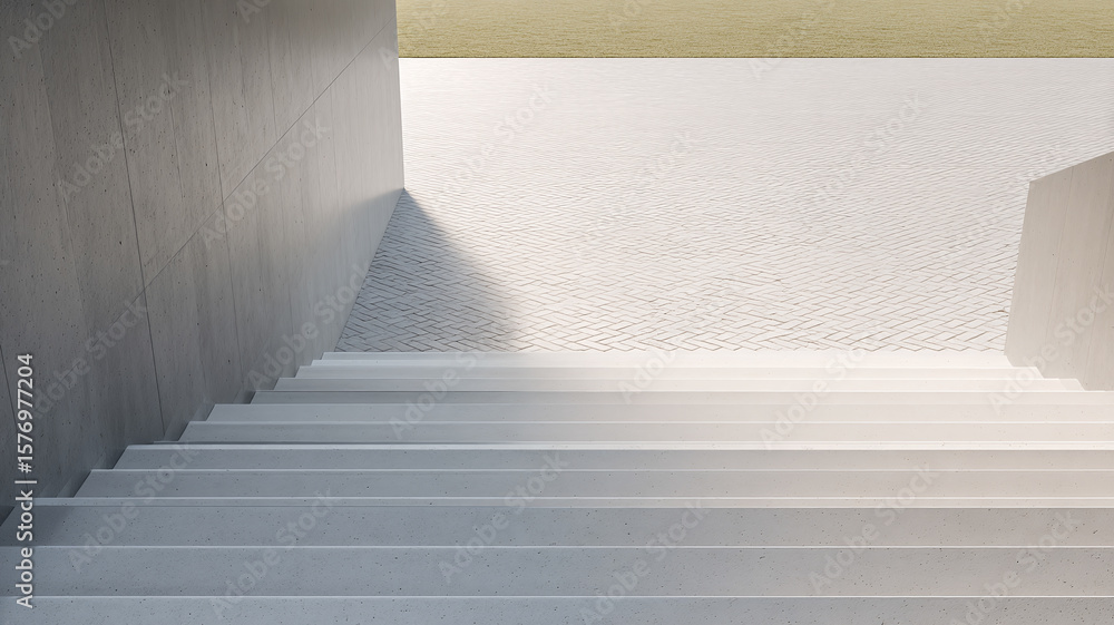 Obraz premium Minimalist Architectural Square with Stairs and Open Space