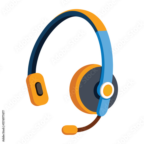 Modern blue and orange headset with microphone for communication