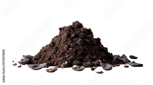 Wallpaper Mural Fertile Earth: A close-up of a pile of rich, dark soil, teeming with potential for growth. The textured surface, speckled with organic matter, hints at the life and sustenance it provides. Torontodigital.ca