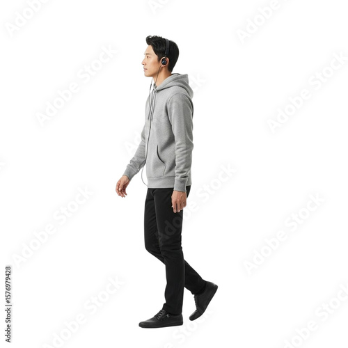 Wallpaper Mural Man wearing headphones and hoodie walking isolated on transparent background Torontodigital.ca