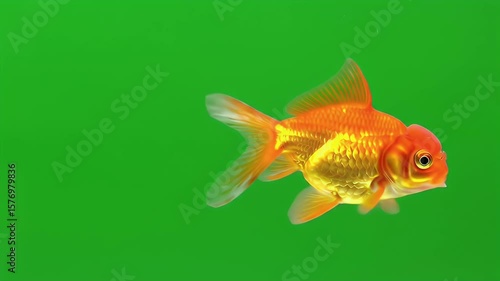 Goldfish on Green Screen: Studio Shot for Compositing
