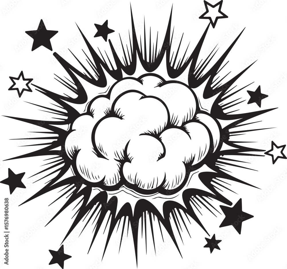 Cartoon Blast Explosion Design silhouette vector.