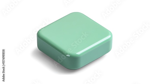 A single mint green square object with rounded edges on a white background