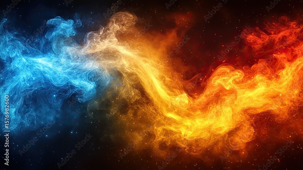 Fototapeta premium Abstract design of contrasting hot and cold energies.