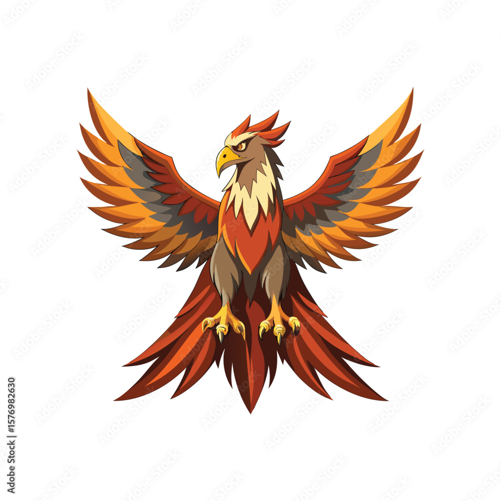 Obraz premium Majestic fiery phoenix with wings spread wide