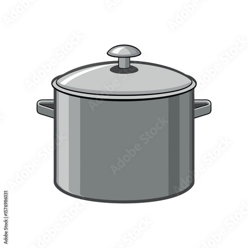Simple illustration of a large gray cooking pot with lid