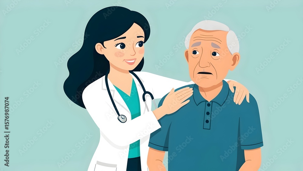 Compassionate Female Doctor Providing Emotional Support to Worried Elderly Patient
Compassionate Female Doctor Providing Emotional Support to Worried Elderly Patient