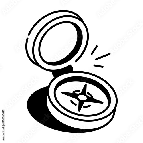 A sketchy style icon depicting historical compass
