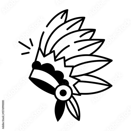 A hand drawn style icon showing chief headdress

