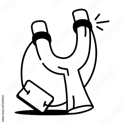 A sketchy style icon depicting slingshot
