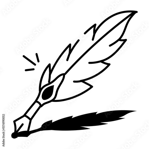 A sketchy style icon depicting feather pen
