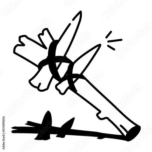 A doodle style icon showing primitive tool
