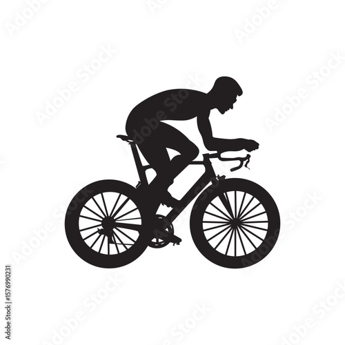 Pro road racer silhouette. cyclist in full aero tuck racing on a sleek road bike. 