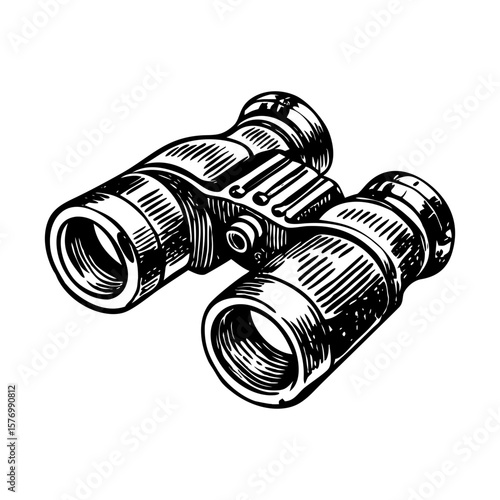 A vintage style illustration showing binoculars