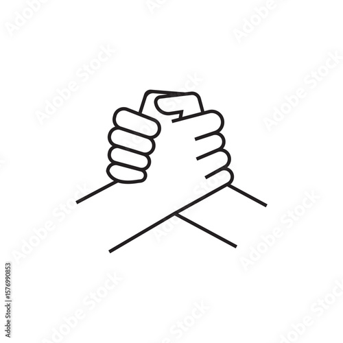 Brotherhood, hand, cooperate, teamwork, collab icon lineart vector