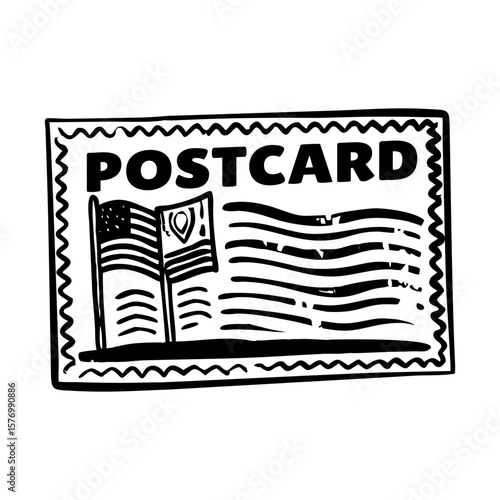 A glyph style illustration representing postcard