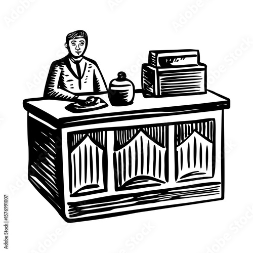 A glyph style illustration representing lodging desk