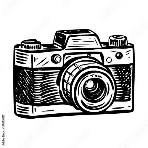 A sketchy style illustration showing travel camera