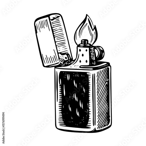 A vintage style illustration showing lighter
