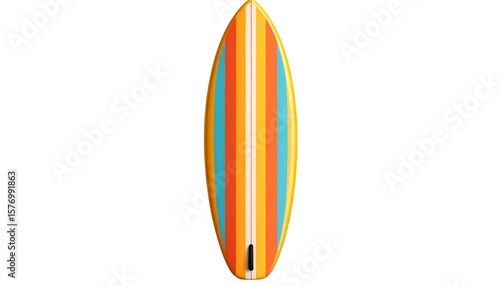 3d colorfull stripped surfing board flat image isolated on transparent background