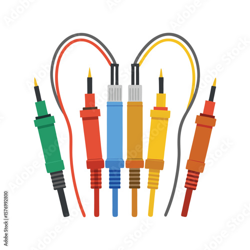 Colorful set of electrical test leads and connectors