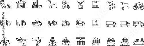 Global Logistics Shipping, Delivery & Transportation Icons