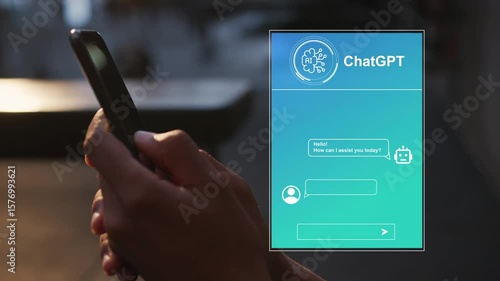 Chat with Ai concept, a person generating text using artificial intelligence technology, Smart assistant, Chat AI
