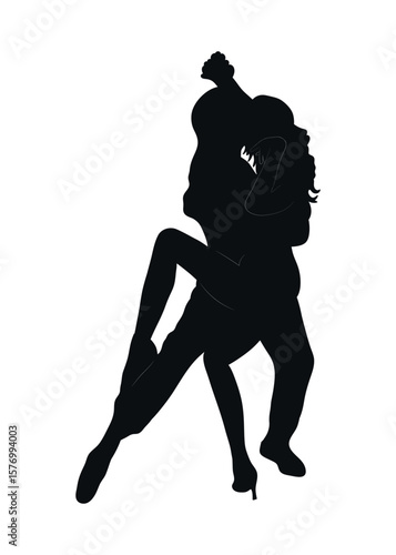 Couple performing an Argentine tango in action