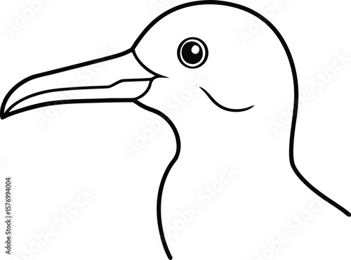 frigatebird head icon line art vector illustration on transparent background