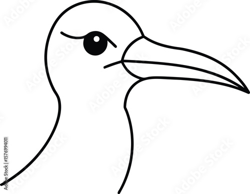 frigatebird head icon line art vector illustration on transparent background