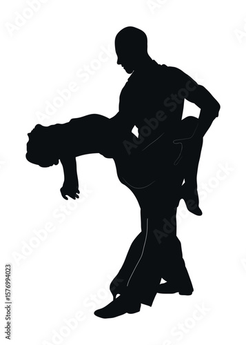 Couple performing an Argentine tango in action. Man and a woman