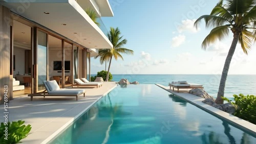 Wallpaper Mural Relaxing Poolside at Luxury Beach Villa with Ocean View Torontodigital.ca