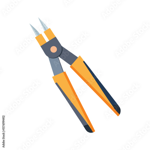 Precision needle nose pliers with orange and gray handles