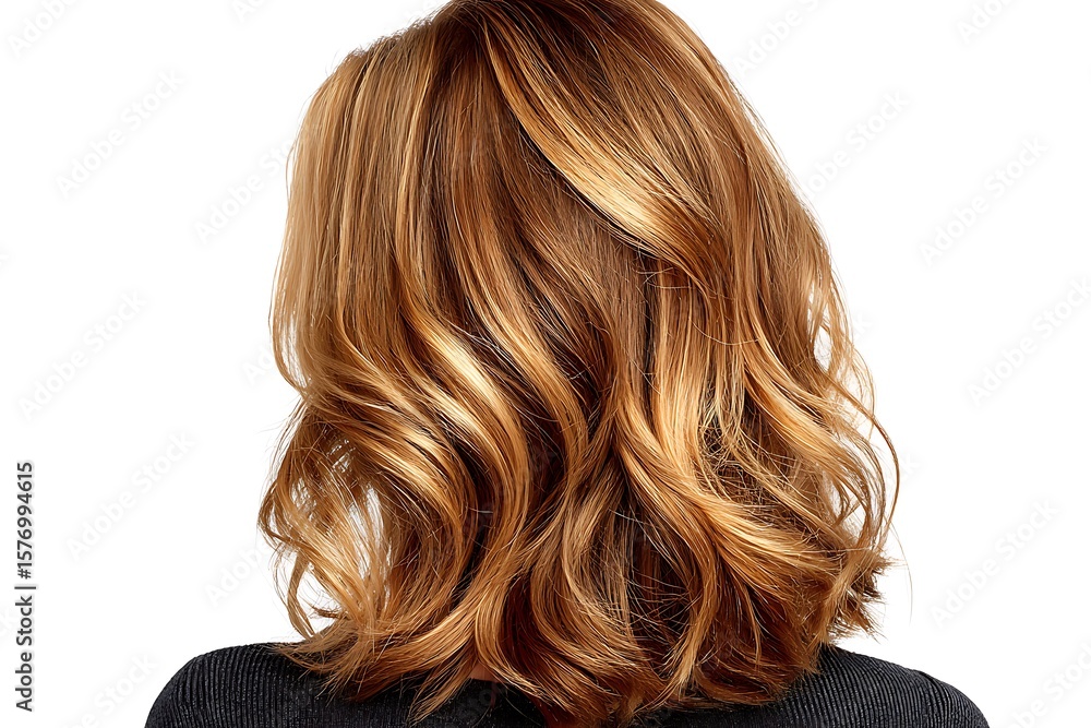 Obraz premium Soft Curls. The Hair Is Split Perfectly Down The Center, With One Side Golden Blonde And The Other Rich Chocolate Brown. The Curls Are Shiny