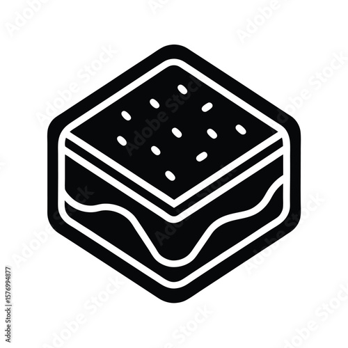 Brownie Square Outline Vector Illustration