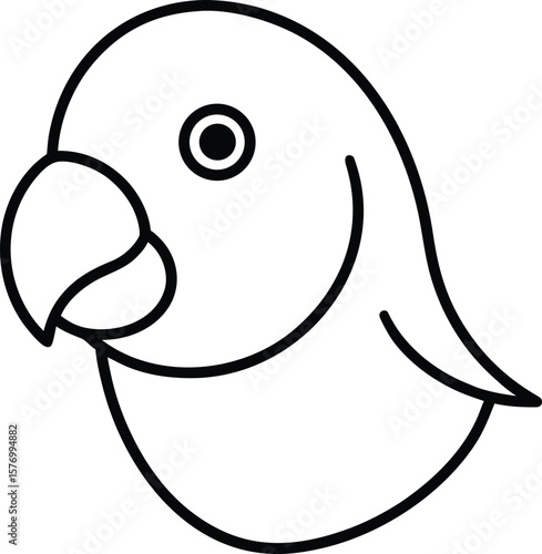 lovebird head icon line art vector illustration on transparent background