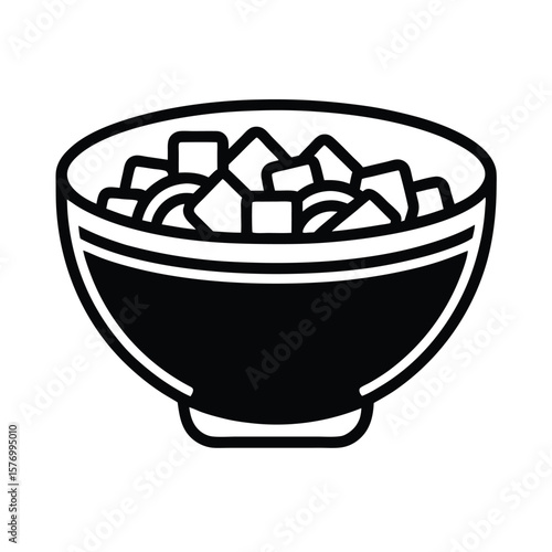 Caesar Salad With Croutons Outline Vector Illustration