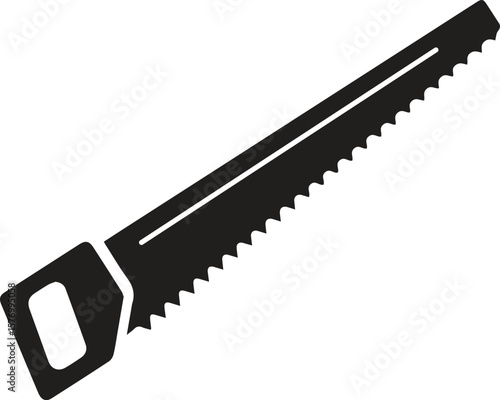 Metal hand saw flat silhouette icon vector illustration design.