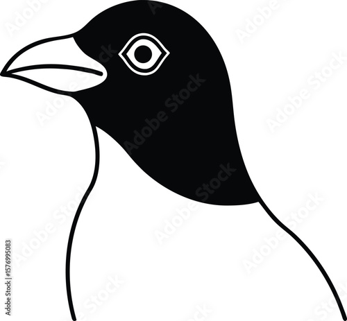 mynah head icon line art vector illustration on transparent background