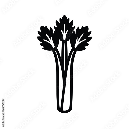Celery Stalk Outline Vector Illustration