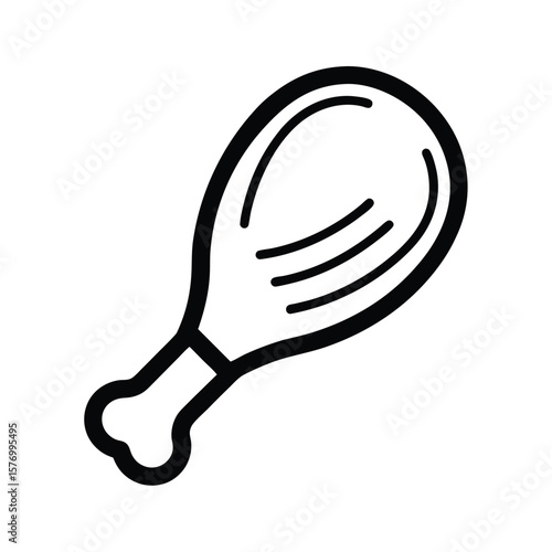 Chicken Drumstick Outline Vector Illustration