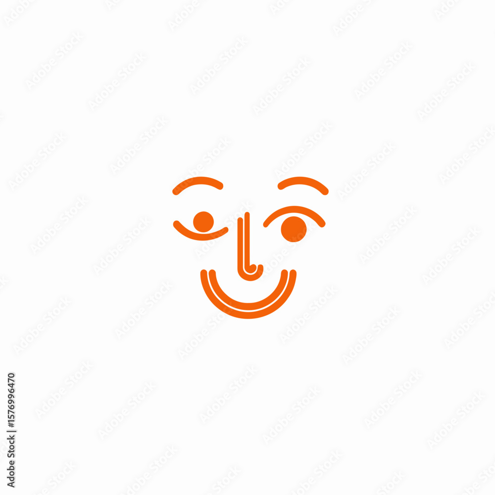 Obraz premium Abstract smiling face illustration in orange and white colors 