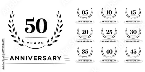 Anniversary Logos 5, 10, 15, 20, 25, 30, 35, 40, 45, 50 Years