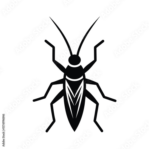 Cricket With Antennae Outline Vector Illustration