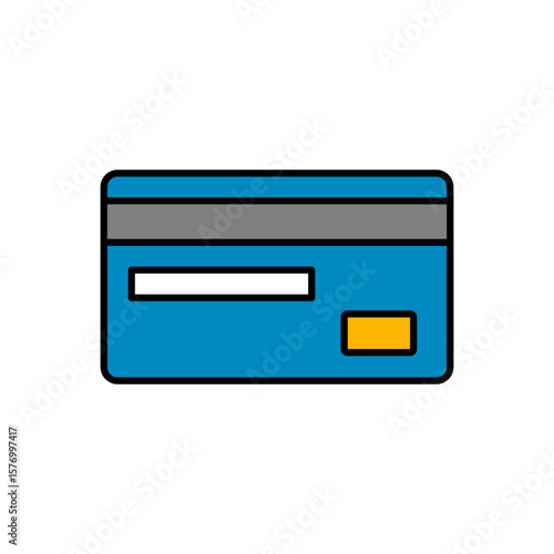 Back Side Credit Card Icon Vector Illustration.